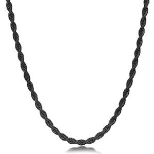 Black Stainless Steel 3mm Rope Chain Necklace Unisex